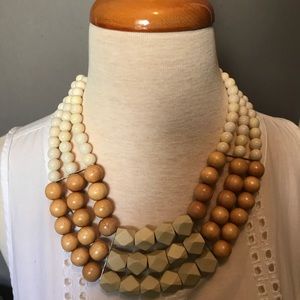 David Rose beads and wood bib necklace